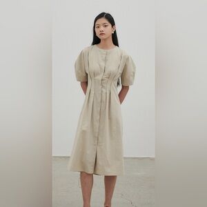 Nilby P Made in Korea Linen Blend Midi Dress NWOT | Feminine Tailored XS
